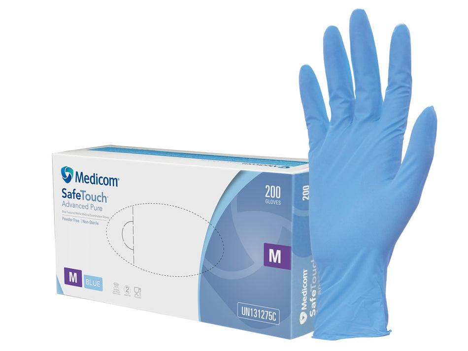 SafeTouch Advanced Pure - Accelerator Free Nitrile Gloves Medicom P/F Blue 200pcs Box