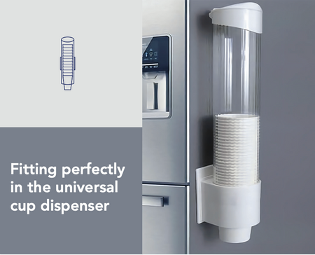 7oz disposable paper drinking cups 210ml showing cup size dimensions top diameter and height suitable for dental clinics medical practices and water dispensers