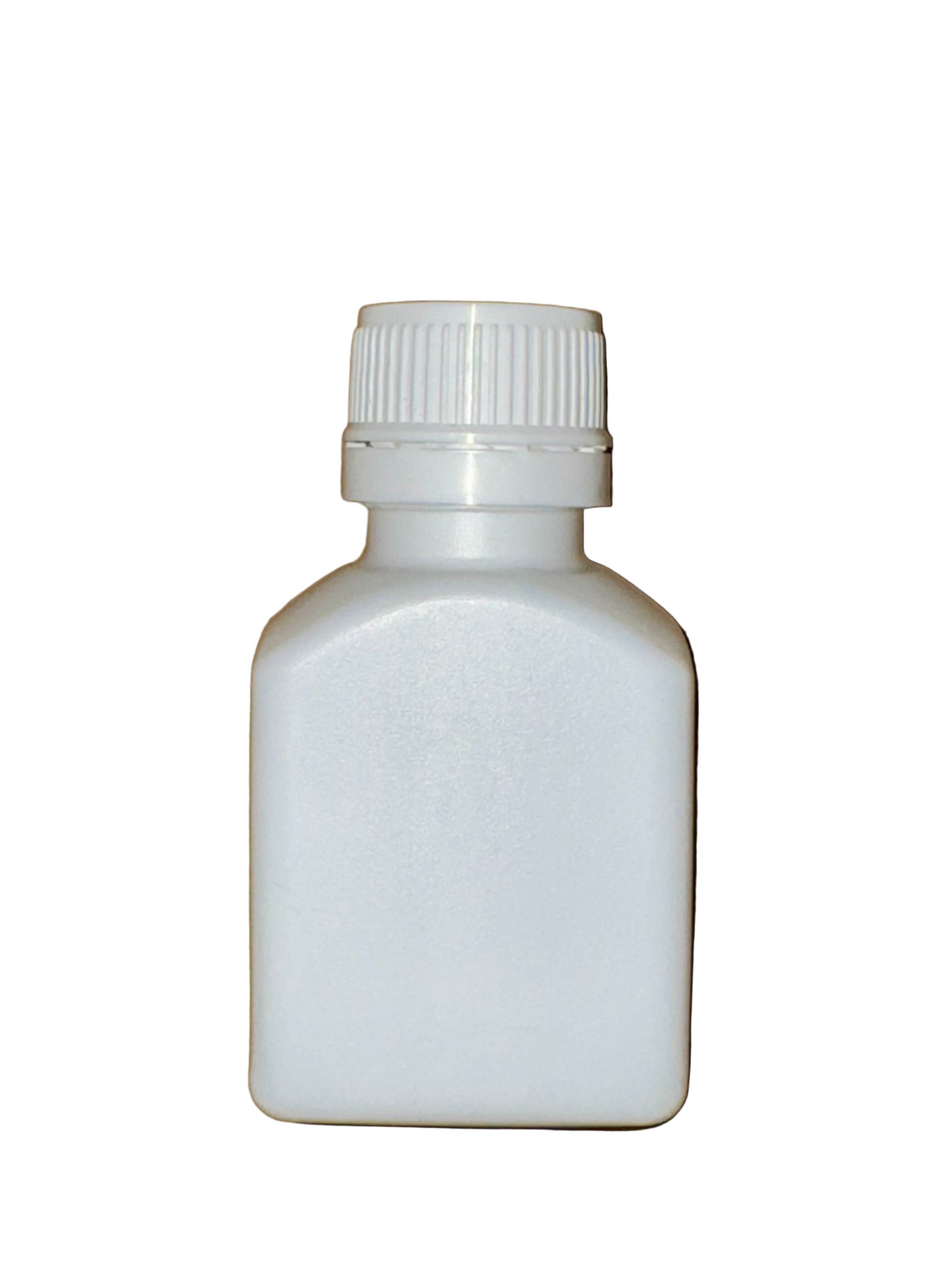 White plastic bottle with a cap on a white background