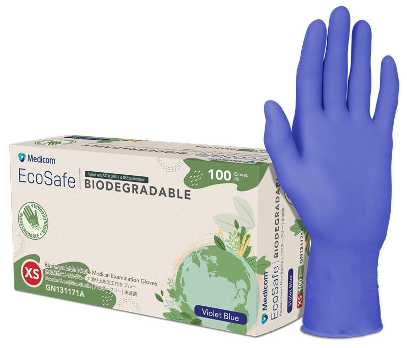Nitrile Gloves EcoSafe BIODEGRADABLE P/F - NEW
