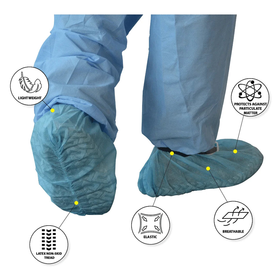 Shoe Cover Blue NON SKID - 100pcs