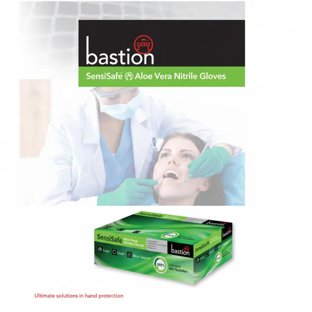 Accelerator-free and sulphur-free aloe vera nitrile gloves designed to reduce skin irritation for sensitive hands