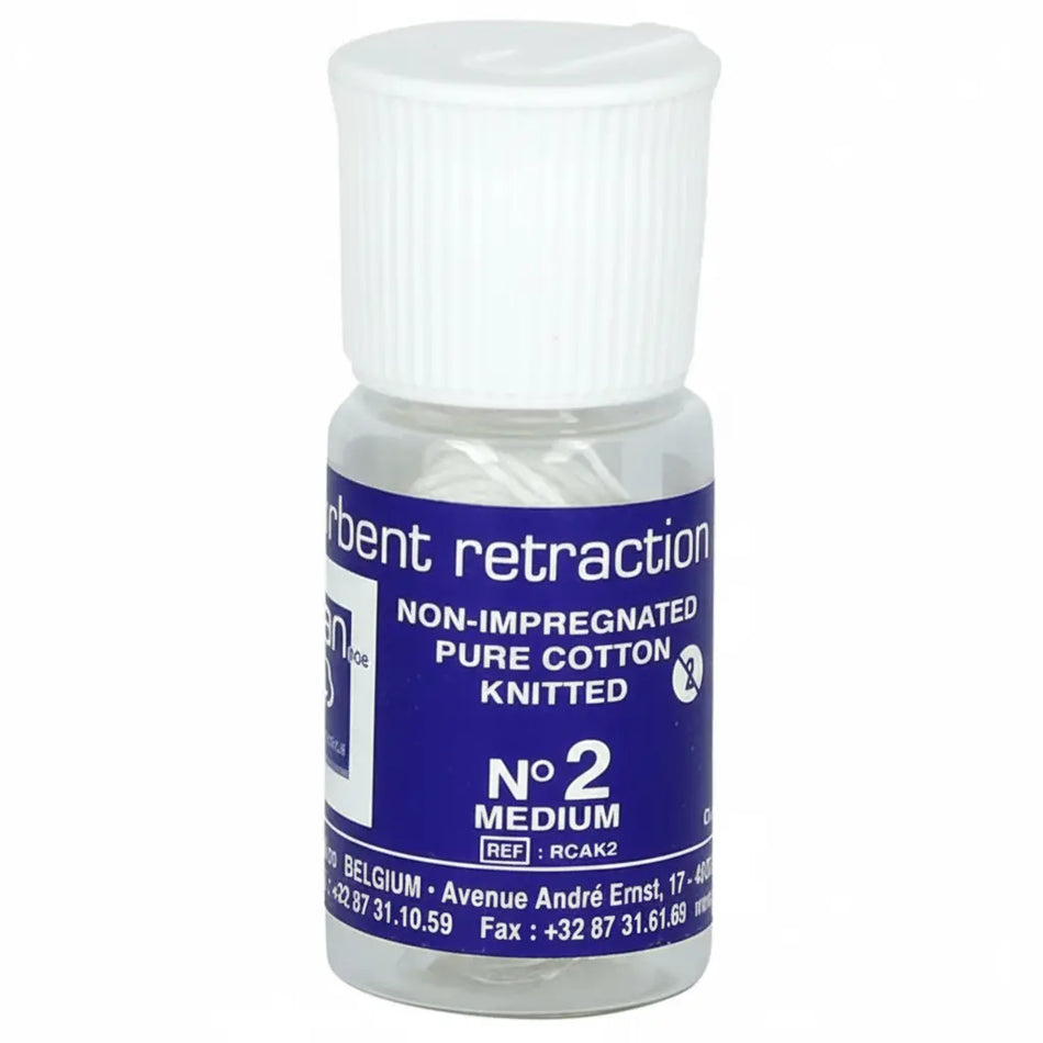 Allan absorbent retraction cord No. 2 medium, non-impregnated pure cotton braided dental cord, 300cm