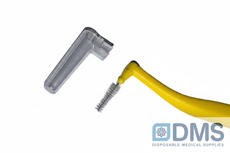 Angled interdental brush reaching back teeth and hard to access areas