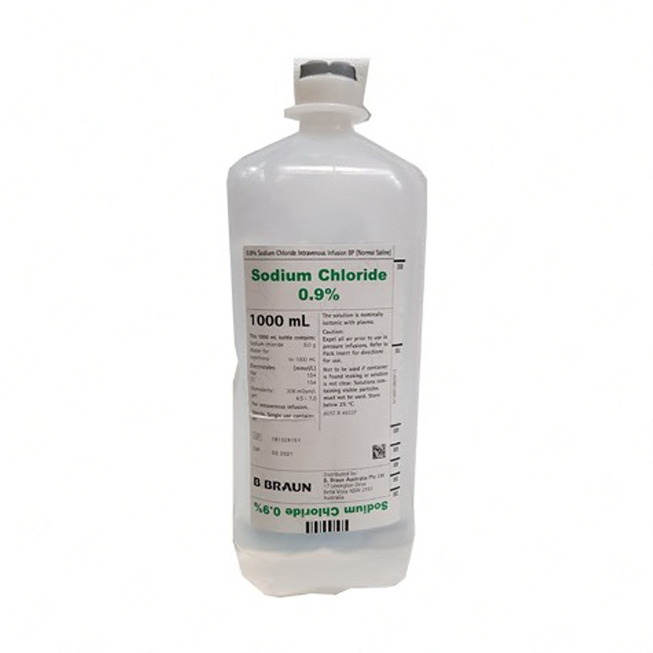 B. Braun Sodium Chloride 0.9% IV Solution 1000ml Ecoflac Plus bottle for injection and intravenous infusion