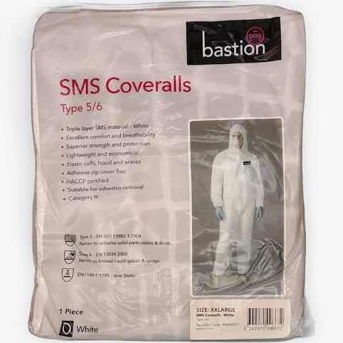Bastion SMS Type 5 6 coverall worn by professional for medical dental laboratory and industrial protection

