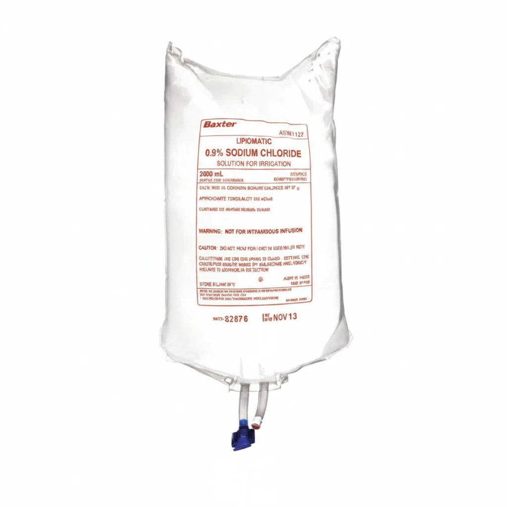 Baxter Sodium Chloride 0.9% Irrigation Solution 2000mL sterile saline 2L bag for surgical wound care and medical irrigation non-IV use