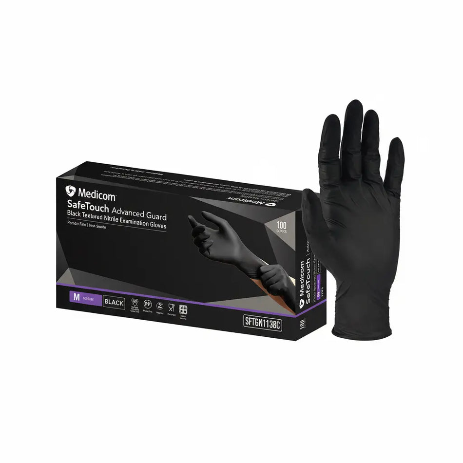 Black nitrile disposable gloves for medical, dental and professional use in Australia