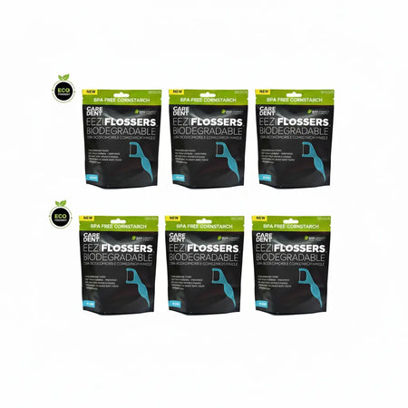 CareDent EeziFlossers biodegradable flosser picks 6 packs x 50 pieces (300 units) for daily oral care
