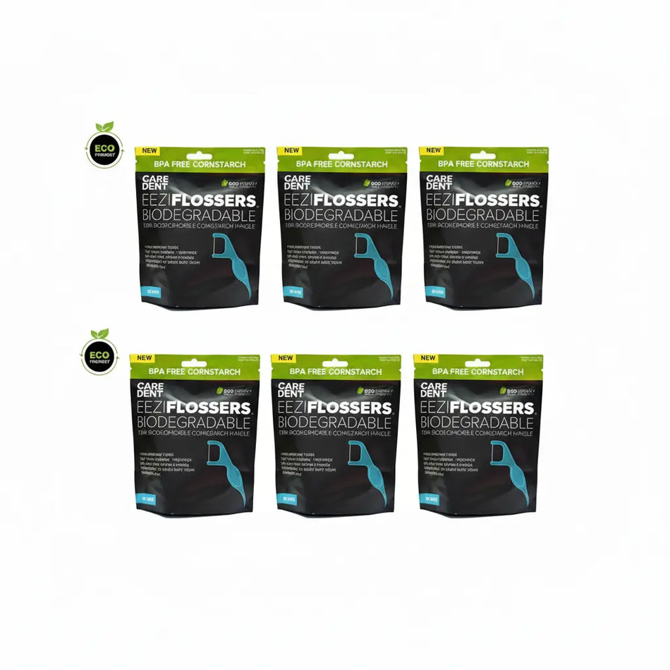 CareDent EeziFlossers biodegradable flosser picks 6 packs x 50 pieces (300 units) for daily oral care