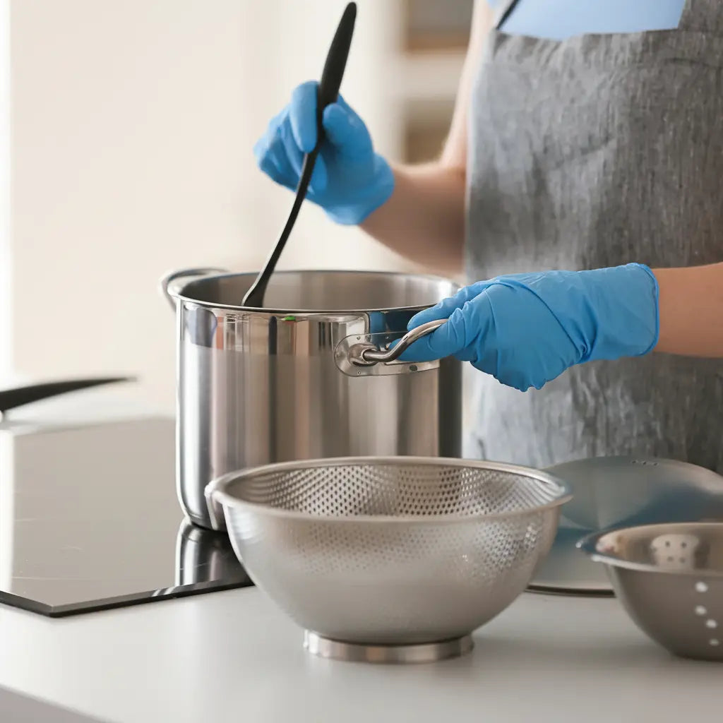 chemical resistant nitrile gloves with beaded cuff and textured grip for secure fit and durability