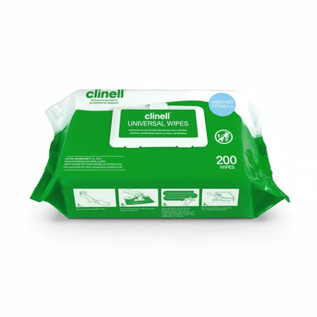 Clinell Universal Wipes alcohol free disinfectant wipes pack designed for hospitals dental clinics and healthcare environments