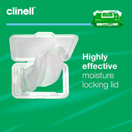 Clinell Universal Wipes packaging with resealable lid to keep disinfectant wipes fresh and effective