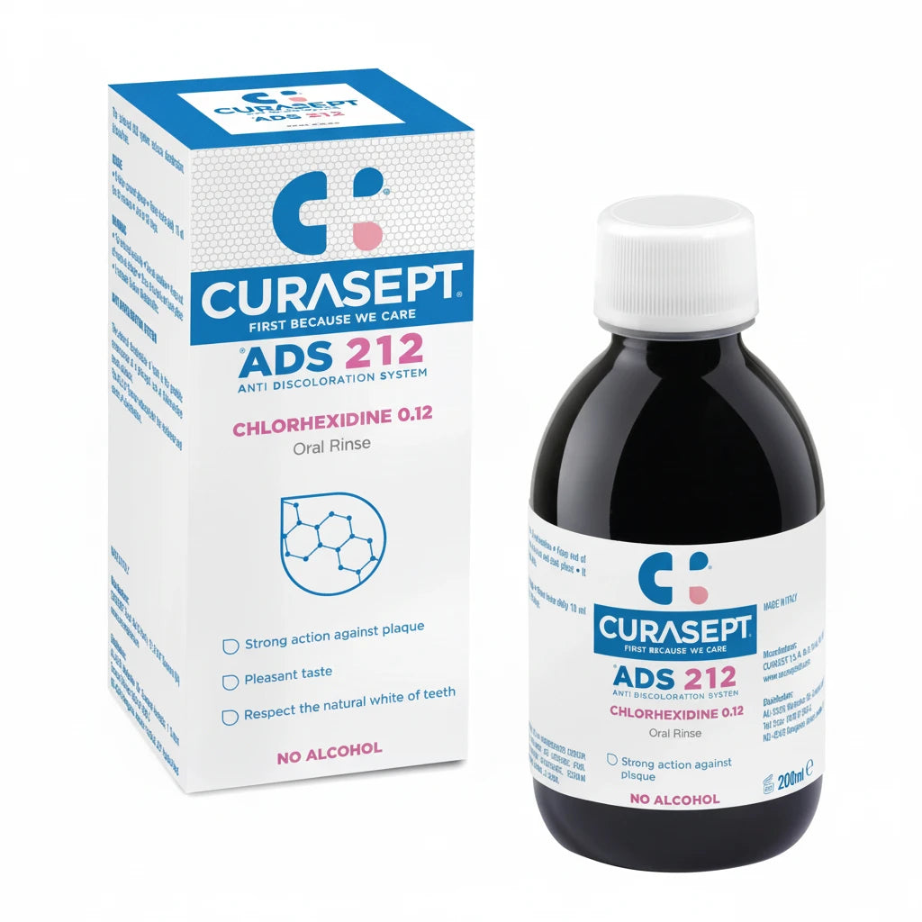 Curasept 0.12% Chlorhexidine Mouth Rinse 200ml - Alcohol-Free, Non-Staining Oral Care for Implants, Braces, Dentures, and Gum Health - Available Australia-Wide