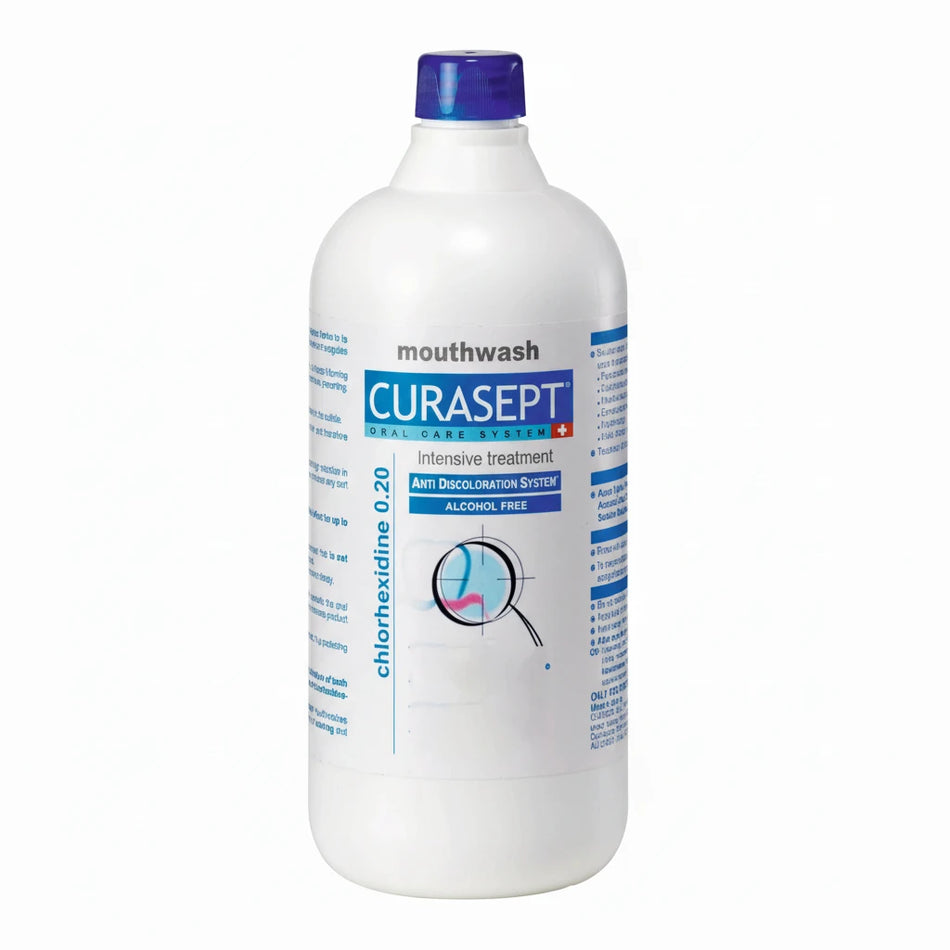 Curasept 0.20% Chlorhexidine Mouth Rinse 900ml – professional alcohol-free oral care for implants, braces, and sensitive gums, prevents staining and taste alteration