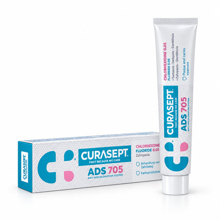 Curasept ADS 705 toothpaste gel with 0.05% chlorhexidine and 0.05% sodium fluoride