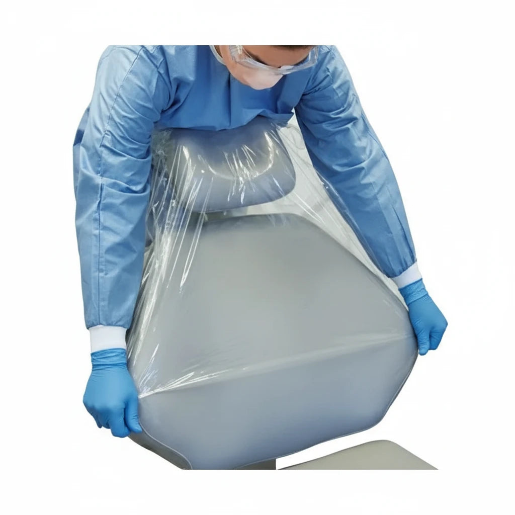 Box of 225 dental chair barrier sleeves bulk packaging disposable medical supplies