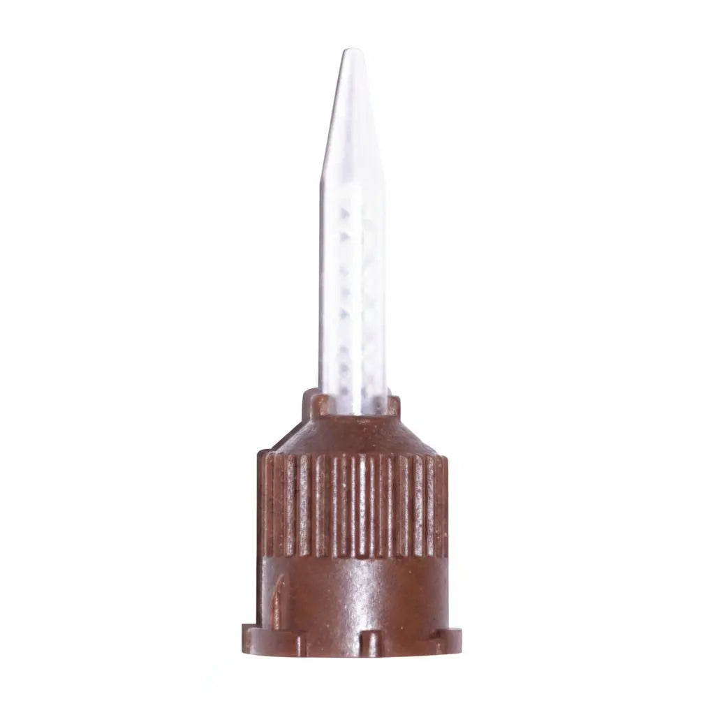 Dental mixing tips for temporary cement, low-viscosity automix tips with brown cap for smooth and precise dispensing