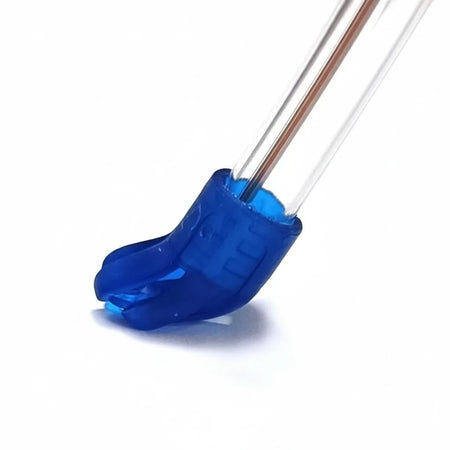 Blue soft non-removable tip on 6.5mm x 148mm disposable dental saliva ejector with bendable wire-reinforced tube