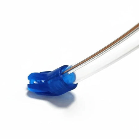 Dental saliva ejectors with blue soft non-removable tips and bendable wire-reinforced tubes, 100-piece pack
