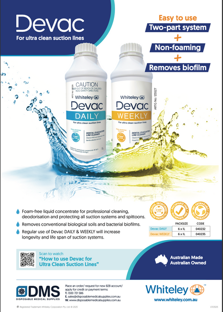Devac Weekly used for weekly maintenance of dental suction and evacuation systems