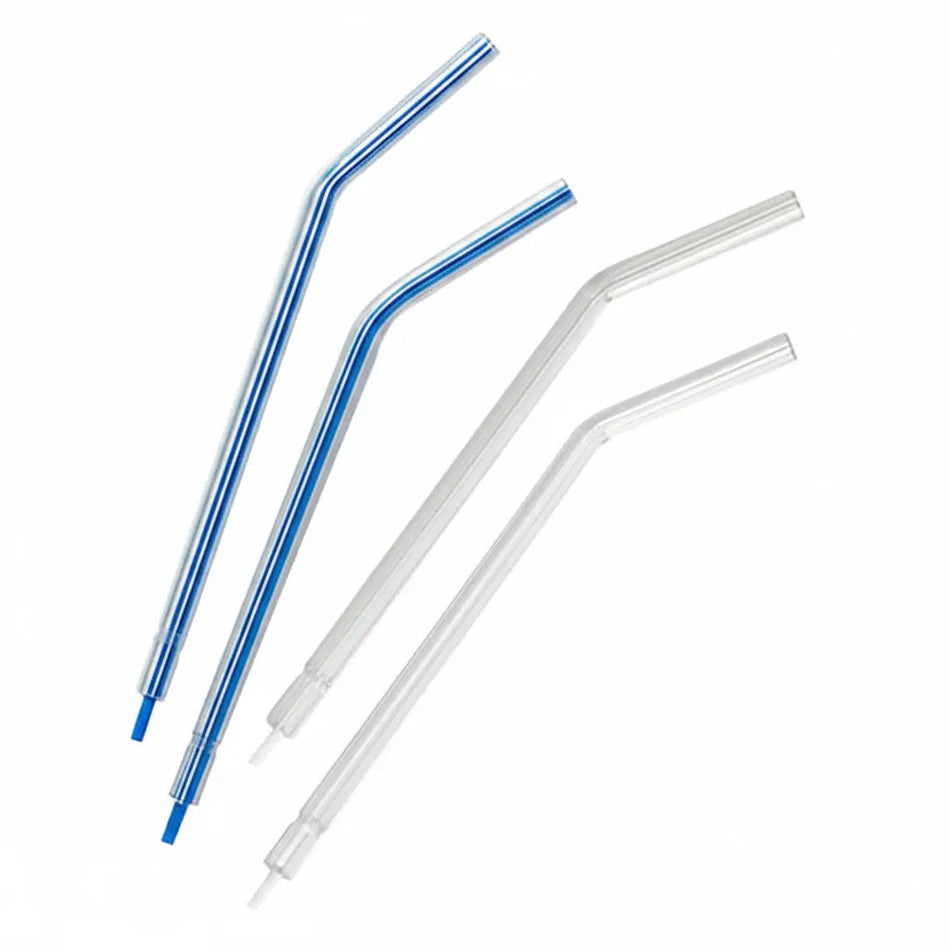 Disposable 3-way air/water syringe tips, 250-pack, clear latex-free dental tips.