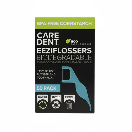 CareDent EeziFlossers biodegradable cornstarch handle eco-friendly dental flosser