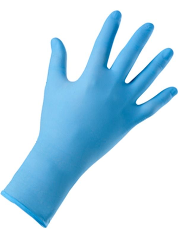 Extended long cuff nitrile examination glove providing wrist and lower forearm protection