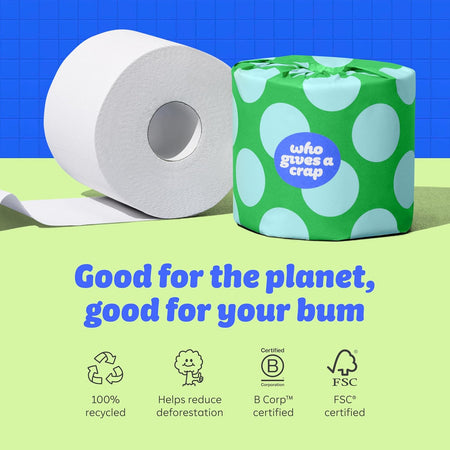 Good for the planet recycled toilet paper made from 100 percent recycled paper