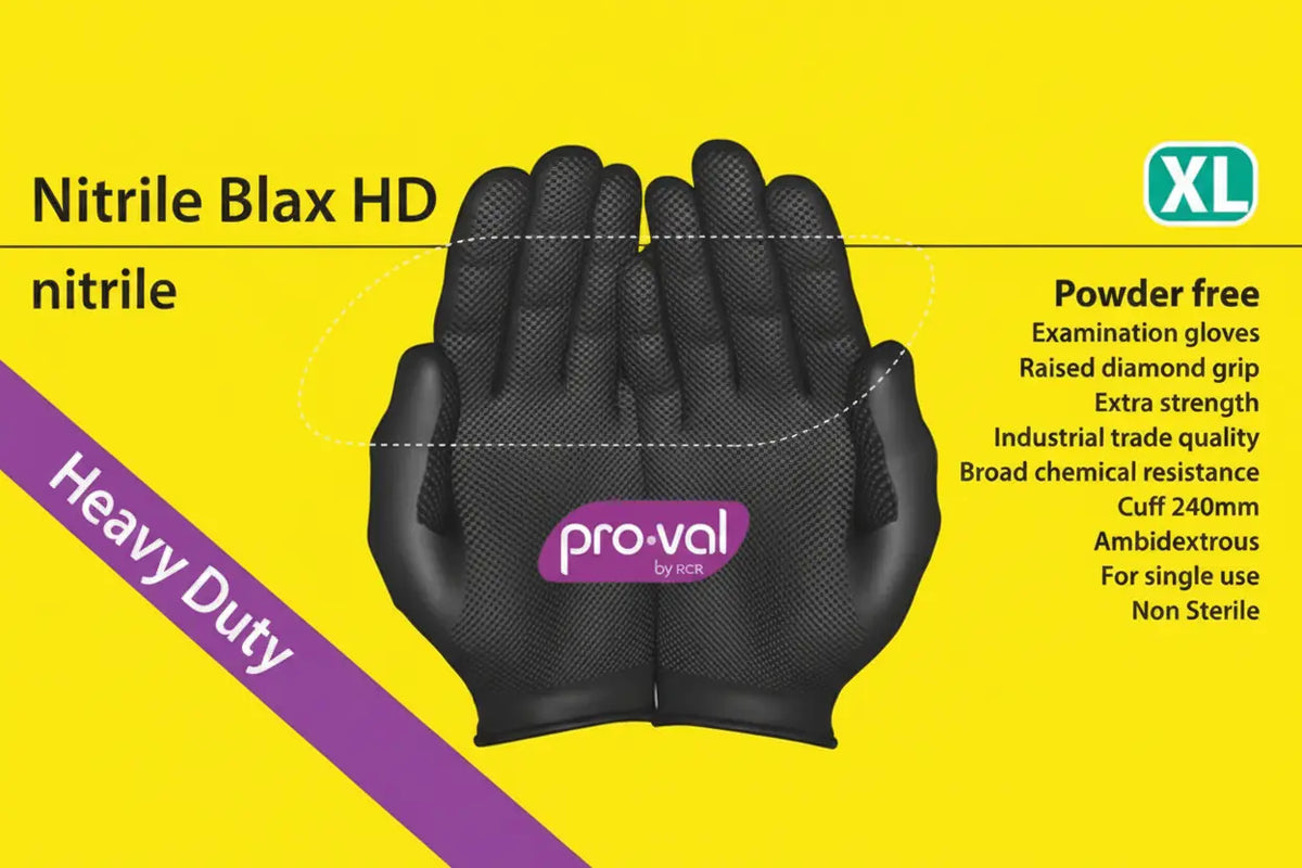 Heavy duty black nitrile gloves extra thick 0.20mm diamond grip latex free disposable gloves medical industrial and automotive use