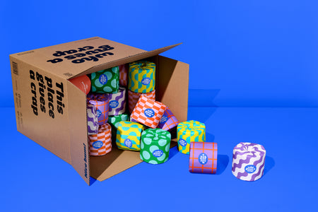 Individually wrapped recycled toilet paper rolls for hygiene and storage