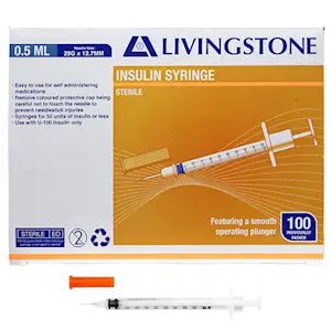 0.5ml insulin syringes with 29G x 12.7mm fixed needle sterile disposable medical grade for diabetic insulin injection