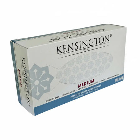 Kensington 1975® nitrile gloves Medium size powder-free latex-free ice blue examination gloves