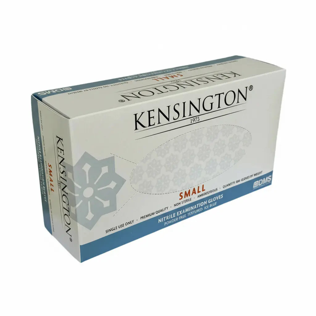 Kensington 1975® nitrile gloves Small size powder-free ice blue 100 gloves per box