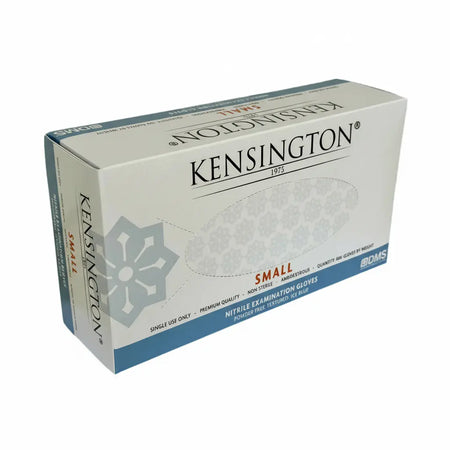 Kensington 1975® nitrile gloves Small size powder-free ice blue 100 gloves per box