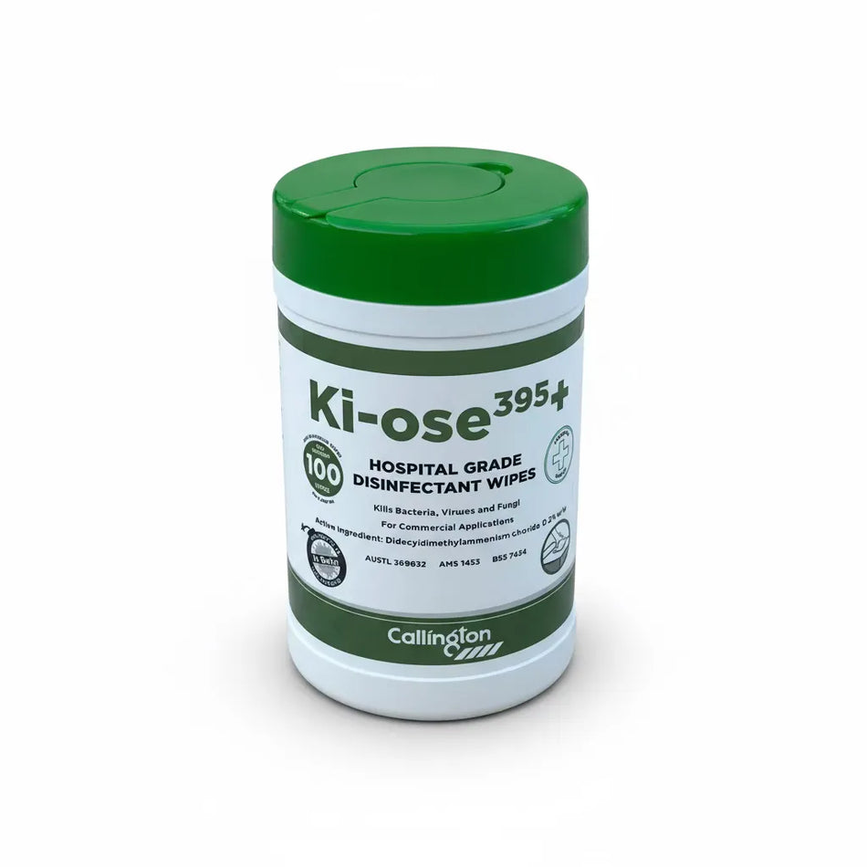 Ki-ose395+ hospital grade disinfectant wipes 100 pack for fast surface sanitising, killing 99.9 percent of bacteria and viruses including COVID-19