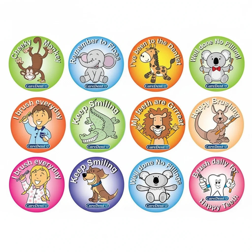 Kids Dental Reward Stickers for Dentists – 240 Colourful Toothbrushing Motivation Stickers for Children (2 Rolls x 120)