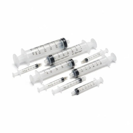 Close-up of Luer Lock syringe showing precise measurement markings, clear barrel, and smooth plunger action