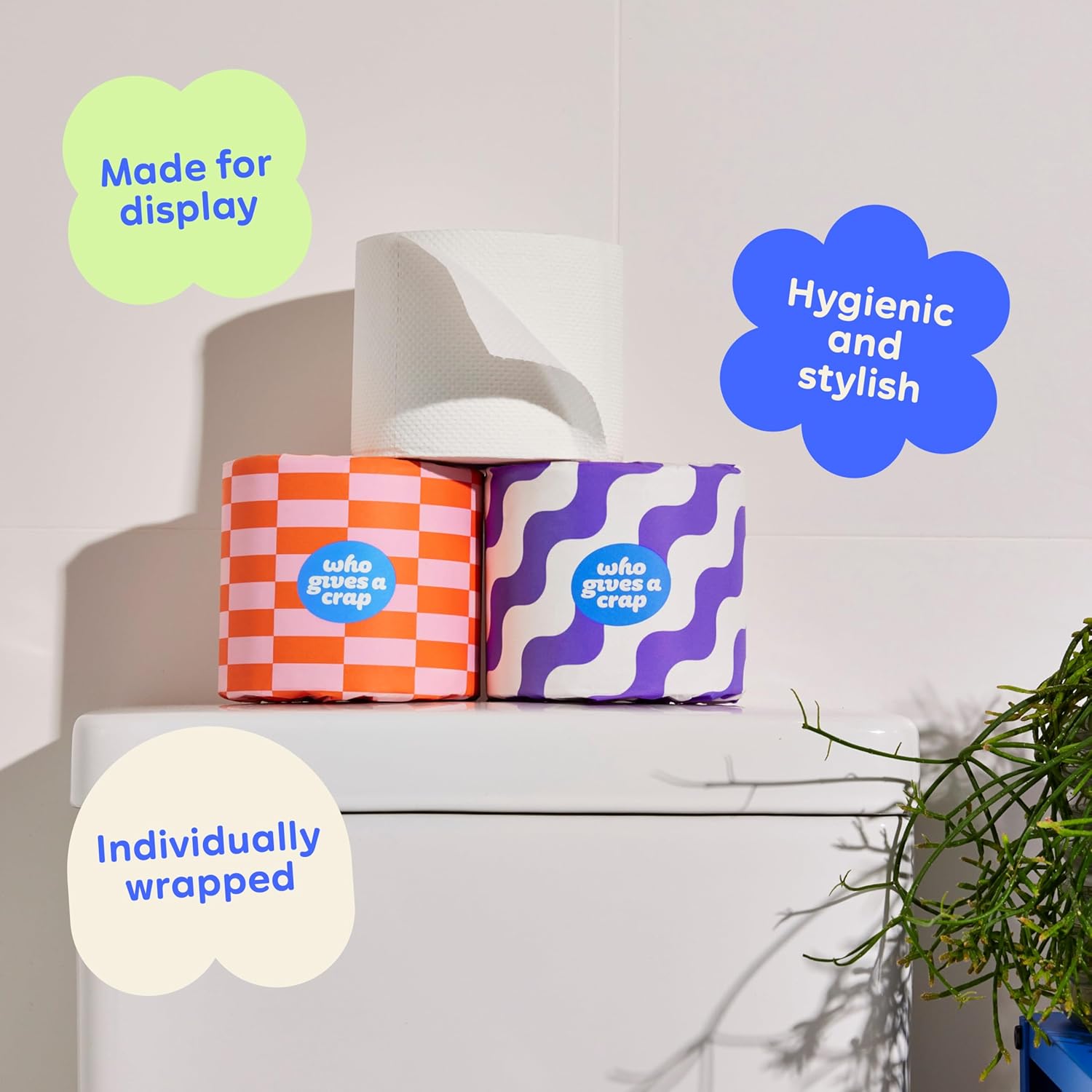 Made for display toilet paper packaging designed to look stylish in the bathroom
