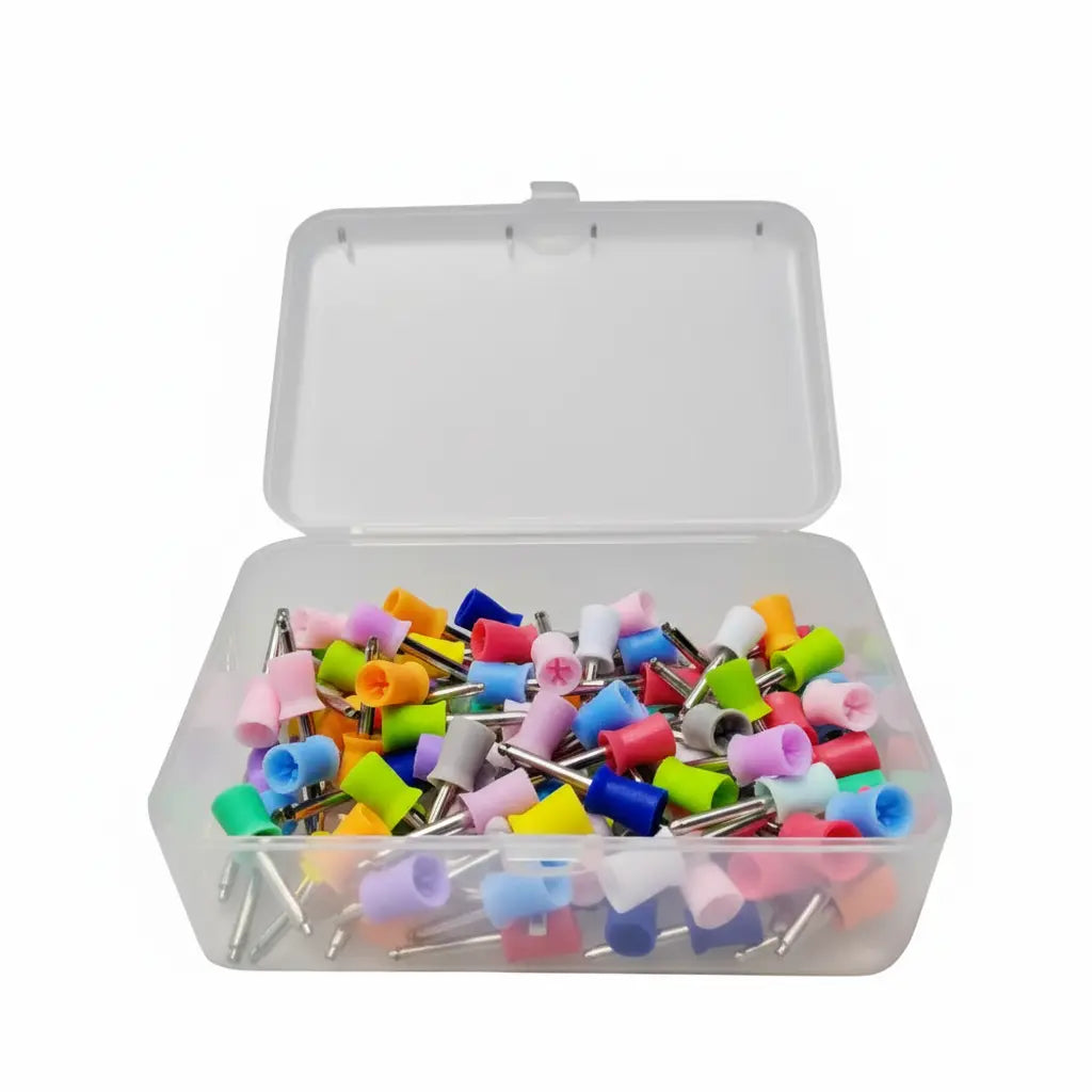 Multi-colour latch-type prophy cups 100pcs latex-free dental polishing cups for heavy stain removal and interproximal cleaning