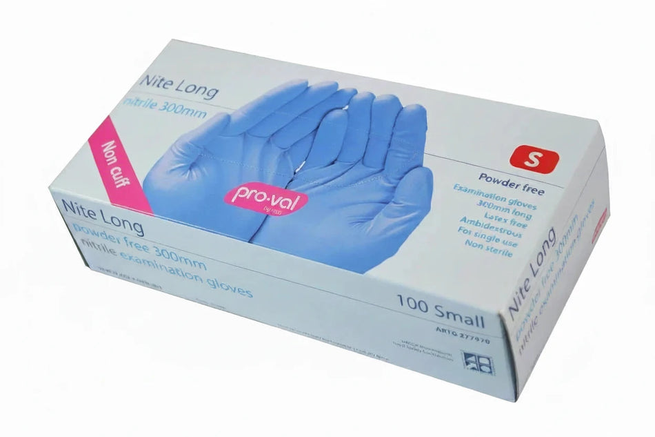 Small nitrile exam gloves 300mm extra long powder free medical grade disposable gloves 100 pack
