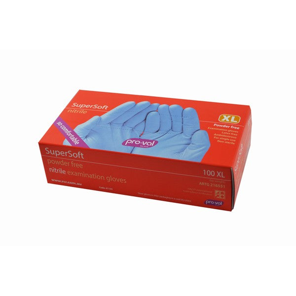 Blue nitrile examination gloves used in medical dental and food handling environments for hygiene and protection