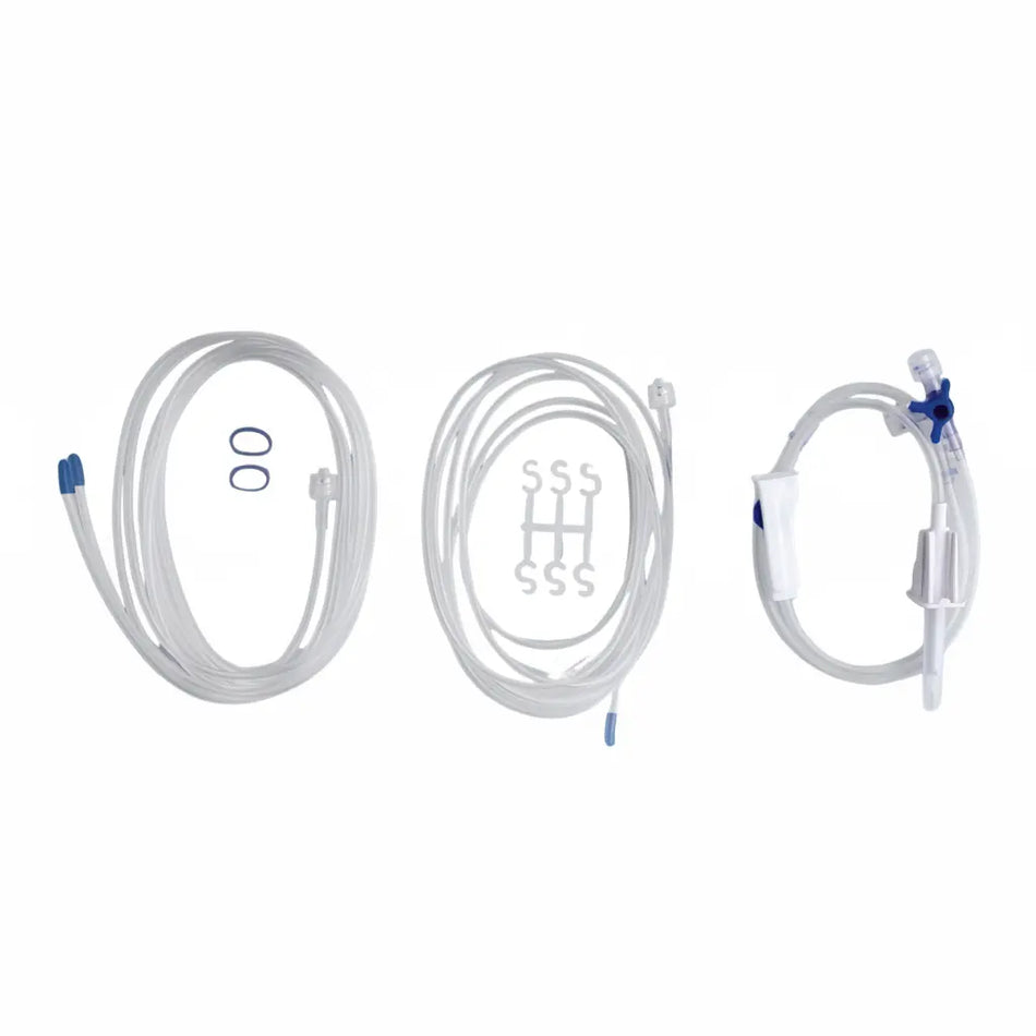 Omnia Irrigation Tubing sterile dental irrigation line compatible with Nobel Biocare and W&H surgical units – box of 10 professional single-use kits made in Italy.