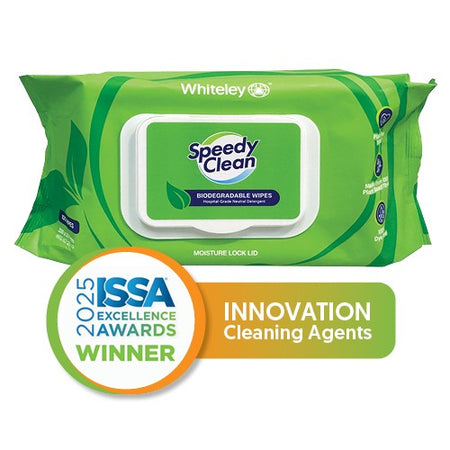 Speedy Clean biodegradable hospital-grade cleaning wipes in 100 pack for medical and dental clinics