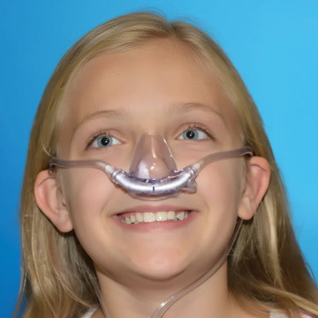 Close-up of Silhouette 2 nasal hood showing inward flex design for improved seal and reduced nitrous oxide leakage