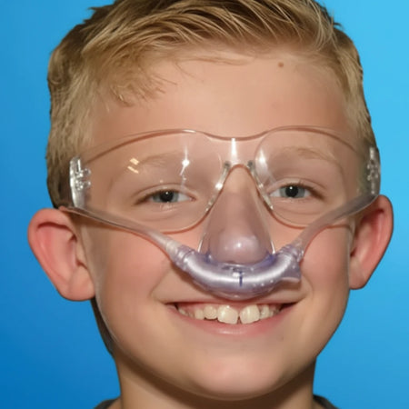 Silhouette 2 paediatric nasal hood front view single-use nitrous oxide mask with breathing circuit dental sedation 12 pack