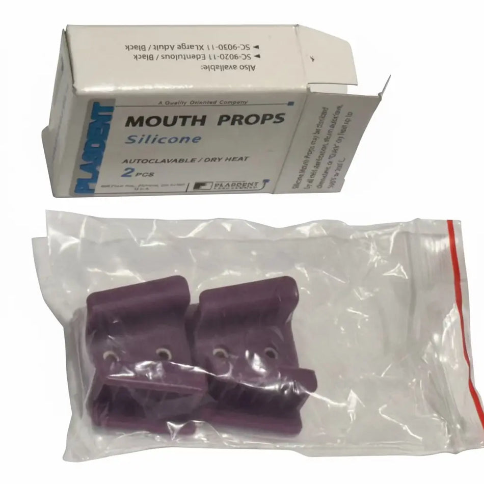 Silicone dental mouth props adult size, latex free and autoclavable bite blocks with stainless steel insert, 2 pack for dental clinics