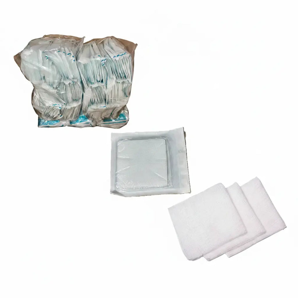 sterile 7.5cm x 7.5cm 8 ply 100% cotton gauze swabs, 1,500 swabs