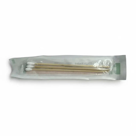 Sterile cotton tip applicators pack, 3 wooden-shaft swab stems, 15cm single-ended, individually wrapped
