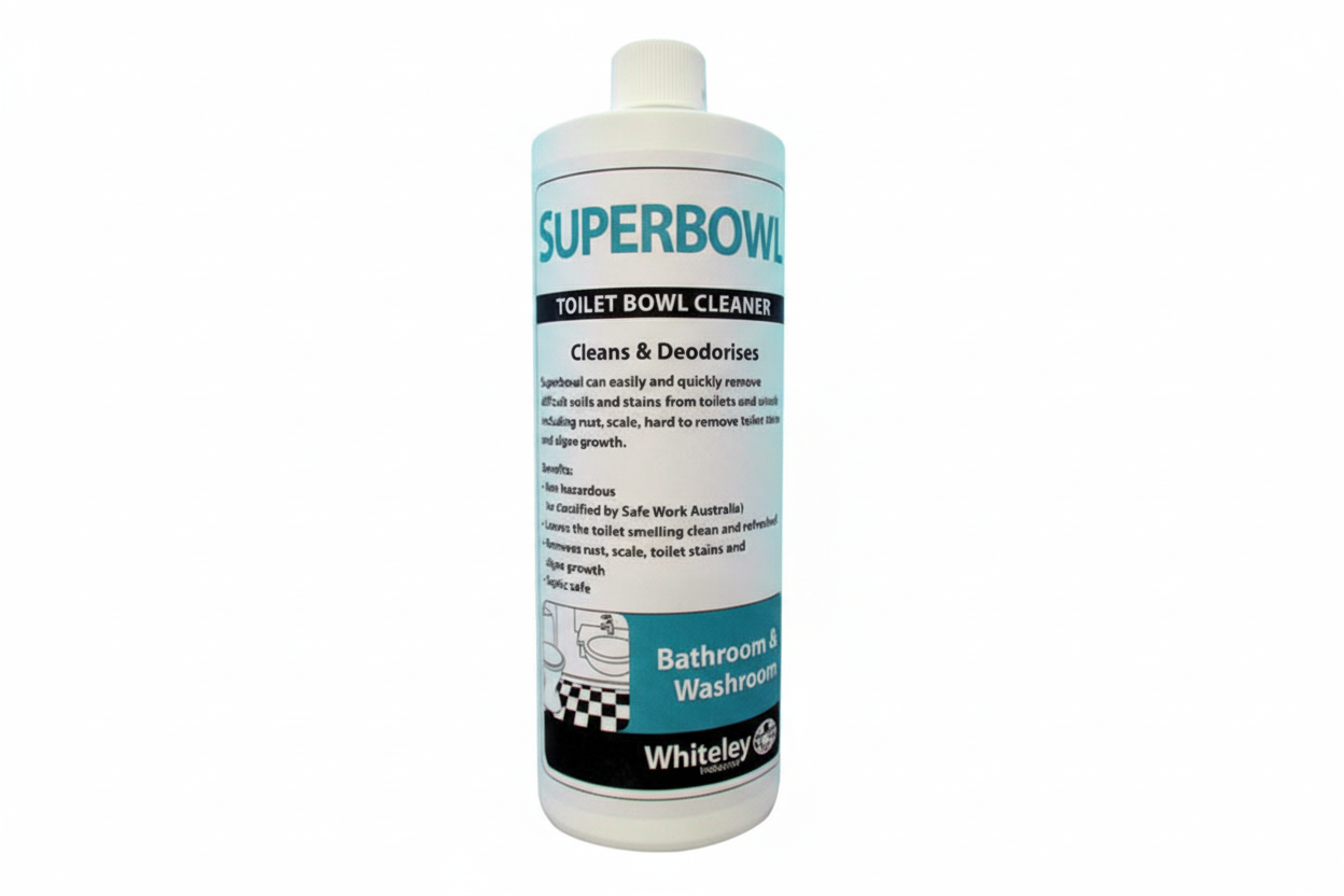 Superbowl toilet cleaner removes rust and mineral stains